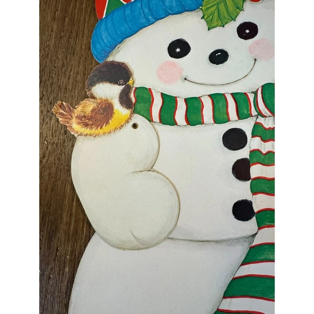 VTG Christmas Paper Cardboard Wall‎ Decorations Die Cut Lot Santa Snowman Teddy